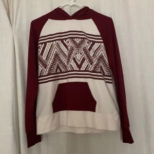 Maroon Patterned Hoodie